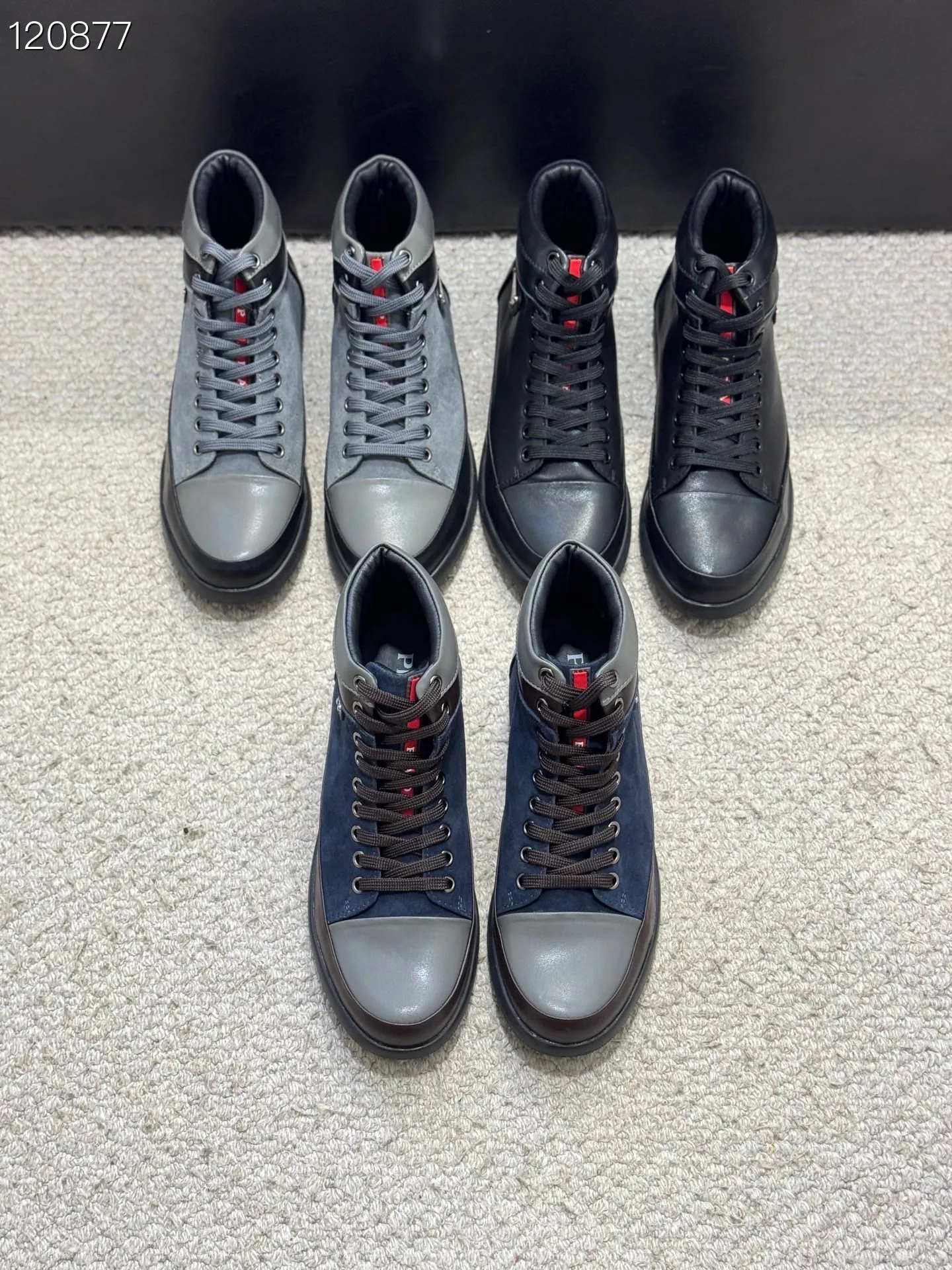 Men's Men's Shoes 💰460 [New Style] 🎻🎻PRADA*⚡️Prada~ The latest classic high-top men's shoes official website has launched a 1:1 copy, synchronized with Hong Kong counters, and on the same catwalk; all made of calf Leather ➕Imported soft and comfortable sheepskin lining, 🍡🍡original 1:1 rubber outsole, non-slip and wear-resistant; comfortable on the feet, attractive style, fine workmanship, and simple and neat shoe last, showing a man's courage and toughness. Size: 38-44 (45 customized